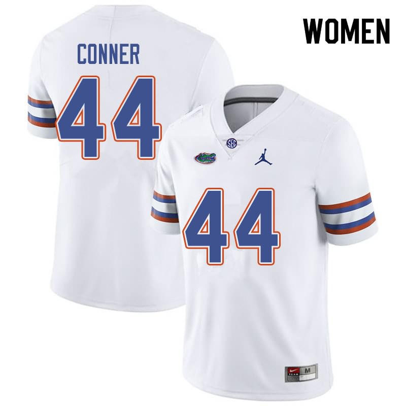 Women's NCAA Florida Gators Garrett Conner #44 Stitched Authentic Jordan Brand White College Football Jersey HVX0565TI